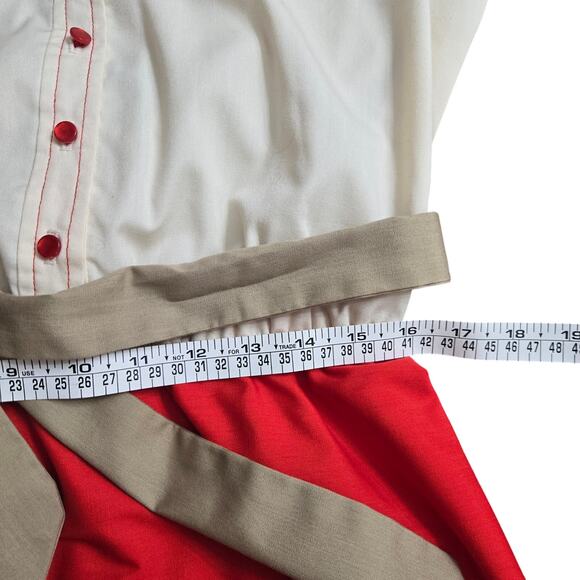 J.J. Dean of California Vintage 70s Western Cowgirl Puff Sleeve Midi Dress M Red - Picture 10 of 11